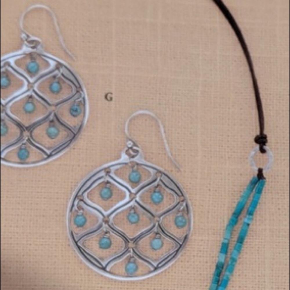 Silpada Sterling Silver Blue Green Howlite Earrings W1682 - Picture 9 of 10